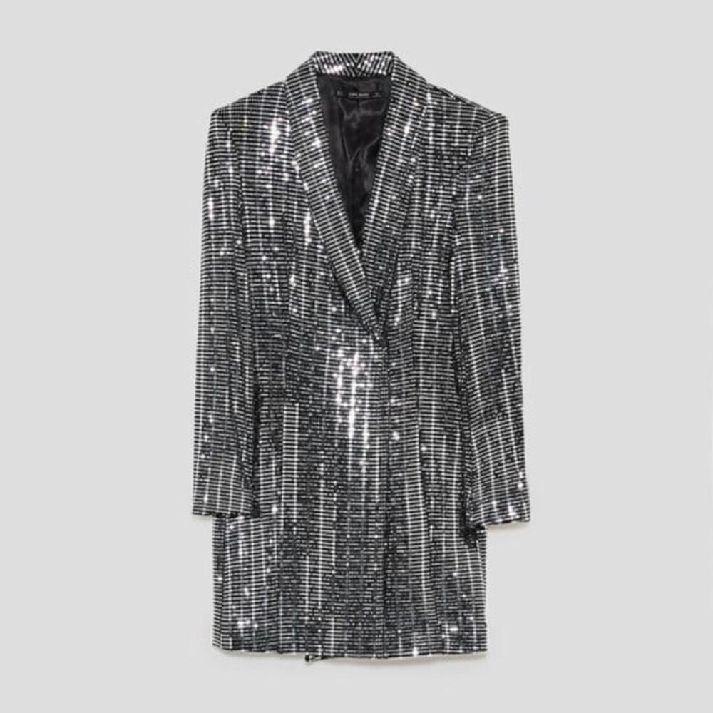 Silver Sequined Blazer Dress
